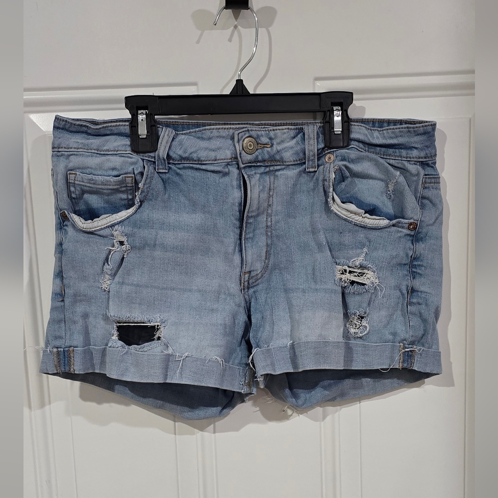 Aeropostale Light Blue Distressed Jean Shorts